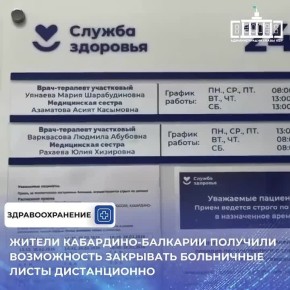 В Кабардино-Балкарии введена новая услуга, позволяющая закрывать больничные листы без посещения врача