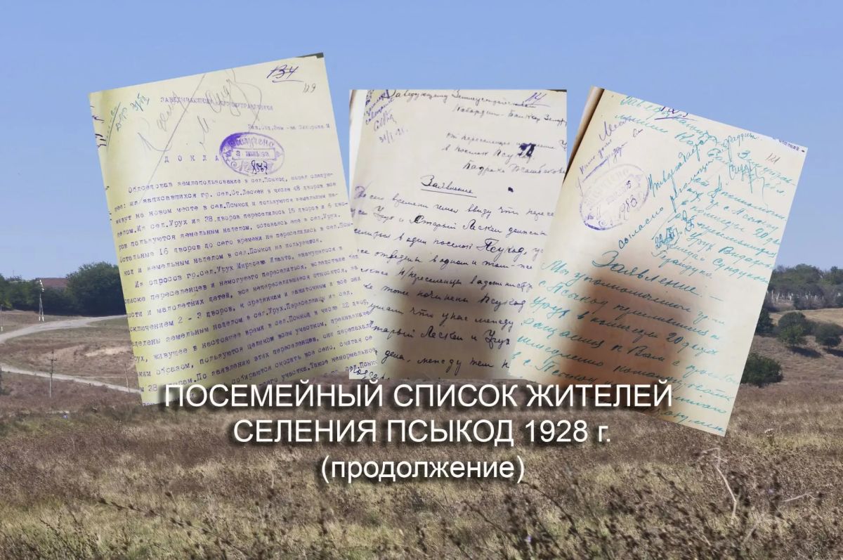 ПОСЕМЕЙНЫЙ СПИСОК СЕЛЕНИЯ ПСЫКОД 1928 г. (продолжение)